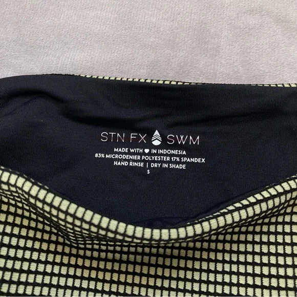 New Stone Fox Swim Senna Bikini Bottoms Sage Grid - Picture 3 of 12